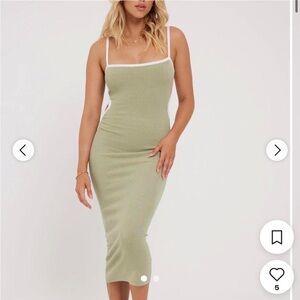 Perfect Stranger green and white bodycon dress